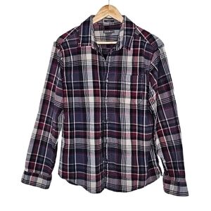 Eddie Bauer classic fit heritage plaid button down shirt size Large